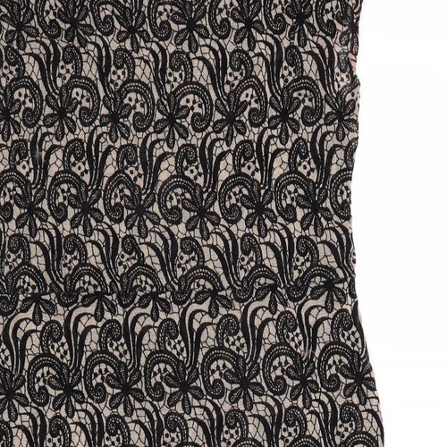 NEXT Womens Black Nylon Mini Size 12 Boat Neck Pullover - Lace Overlay