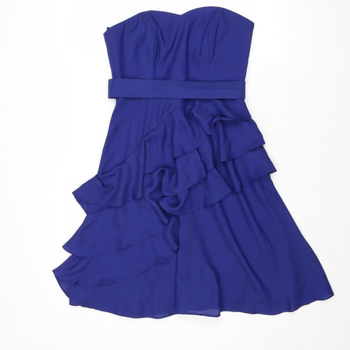 Coast Womens Blue Polyester Fit & Flare Size 10 Sweetheart Zip