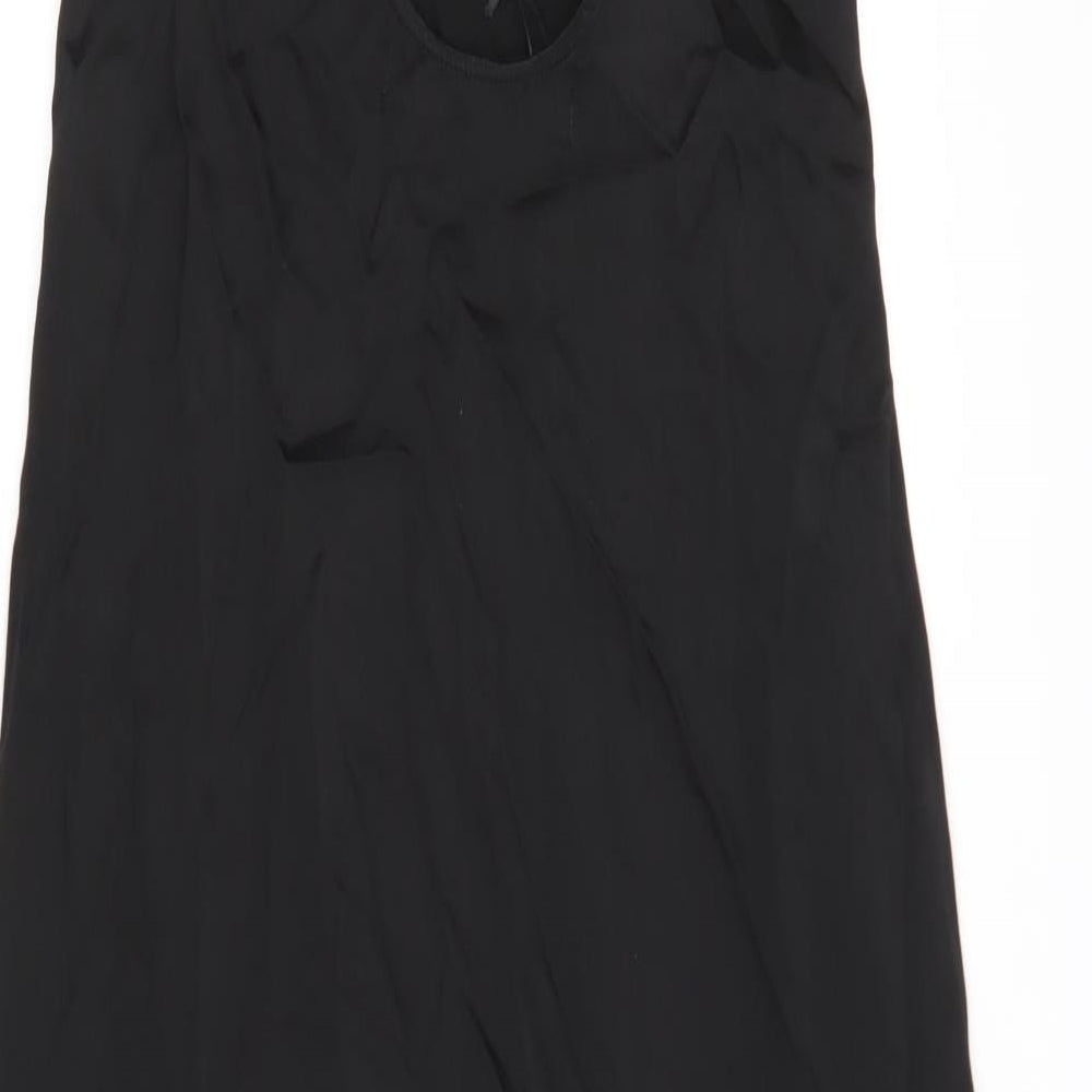 Zara Womens Black Striped Viscose Tank Dress Size S V-Neck Pullover