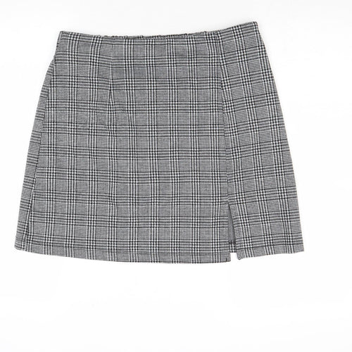 Anko Womens Black Plaid Polyester A-Line Skirt Size 12