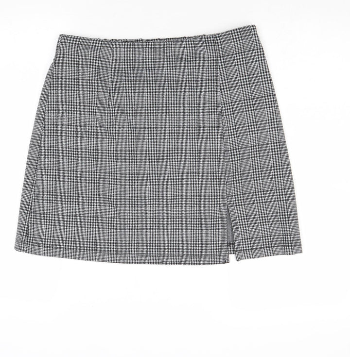 Anko Womens Black Plaid Polyester A-Line Skirt Size 12