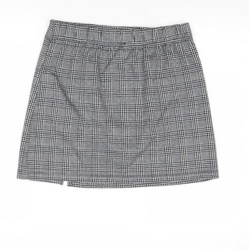 Anko Womens Black Plaid Polyester A-Line Skirt Size 12