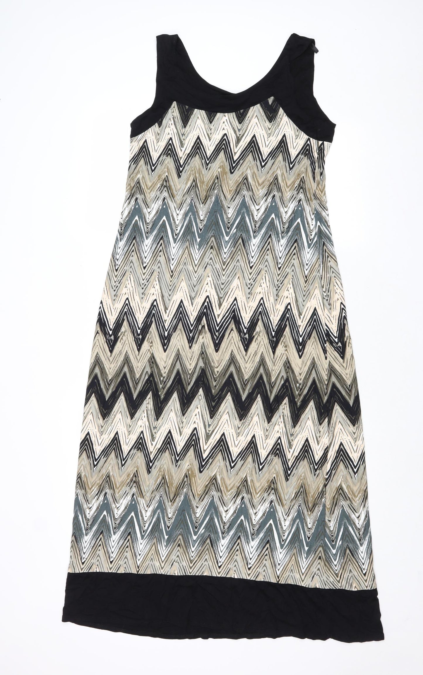 Wallis Womens Multicoloured Geometric Viscose Maxi Size 14 Round Neck Pullover