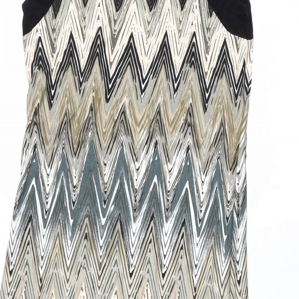 Wallis Womens Multicoloured Geometric Viscose Maxi Size 14 Round Neck Pullover