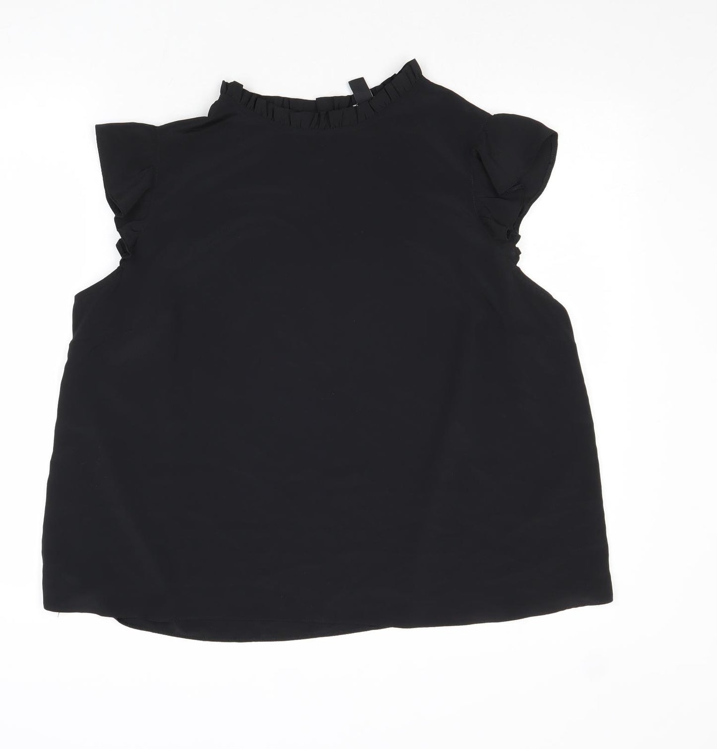 New Look Womens Black Polyester Basic Blouse Size 18 Mock Neck