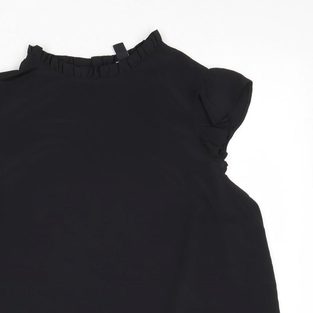 New Look Womens Black Polyester Basic Blouse Size 18 Mock Neck