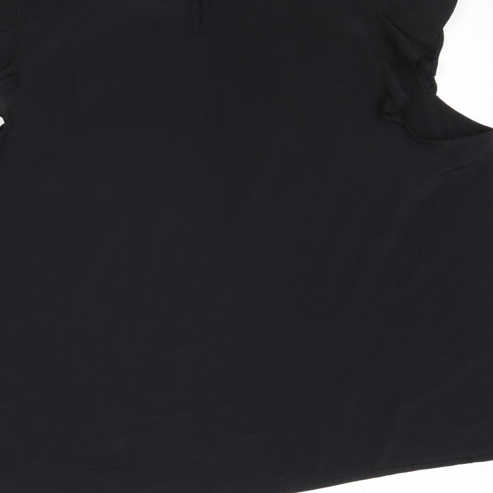 New Look Womens Black Polyester Basic Blouse Size 18 Mock Neck