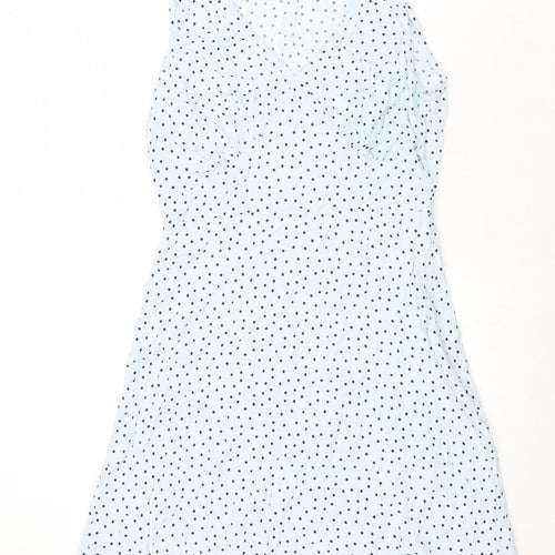 Precis Womens Blue Polka Dot Viscose Tank Dress Size S V-Neck Zip