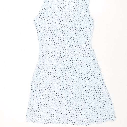 Precis Womens Blue Polka Dot Viscose Tank Dress Size S V-Neck Zip