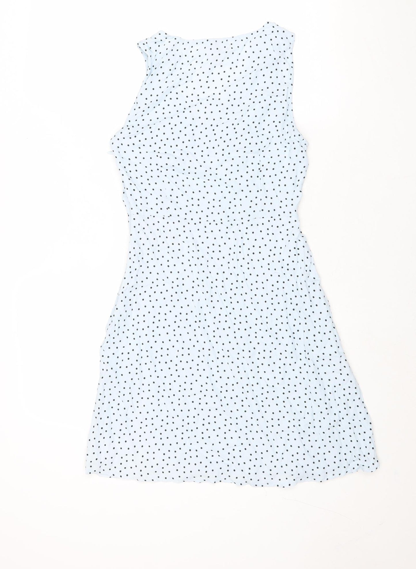 Precis Womens Blue Polka Dot Viscose Tank Dress Size S V-Neck Zip