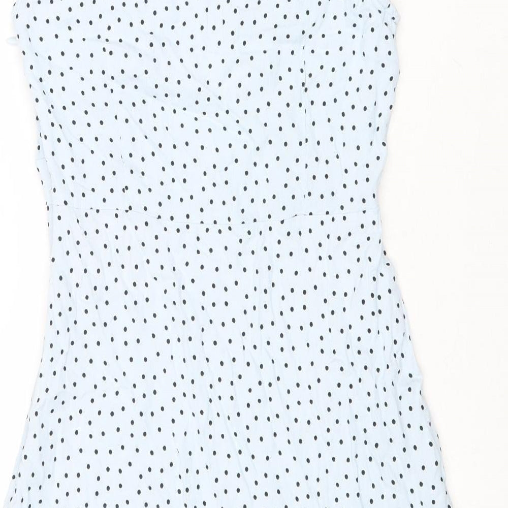 Precis Womens Blue Polka Dot Viscose Tank Dress Size S V-Neck Zip