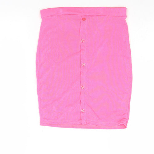 Boohoo Womens Pink Polyester Straight & Pencil Skirt Size 10