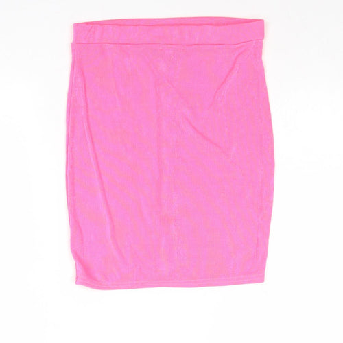Boohoo Womens Pink Polyester Straight & Pencil Skirt Size 10