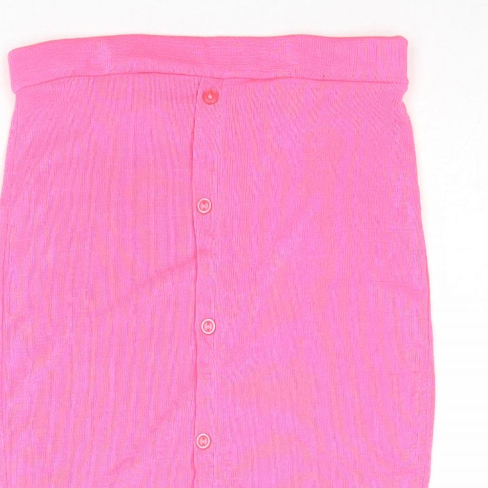 Boohoo Womens Pink Polyester Straight & Pencil Skirt Size 10