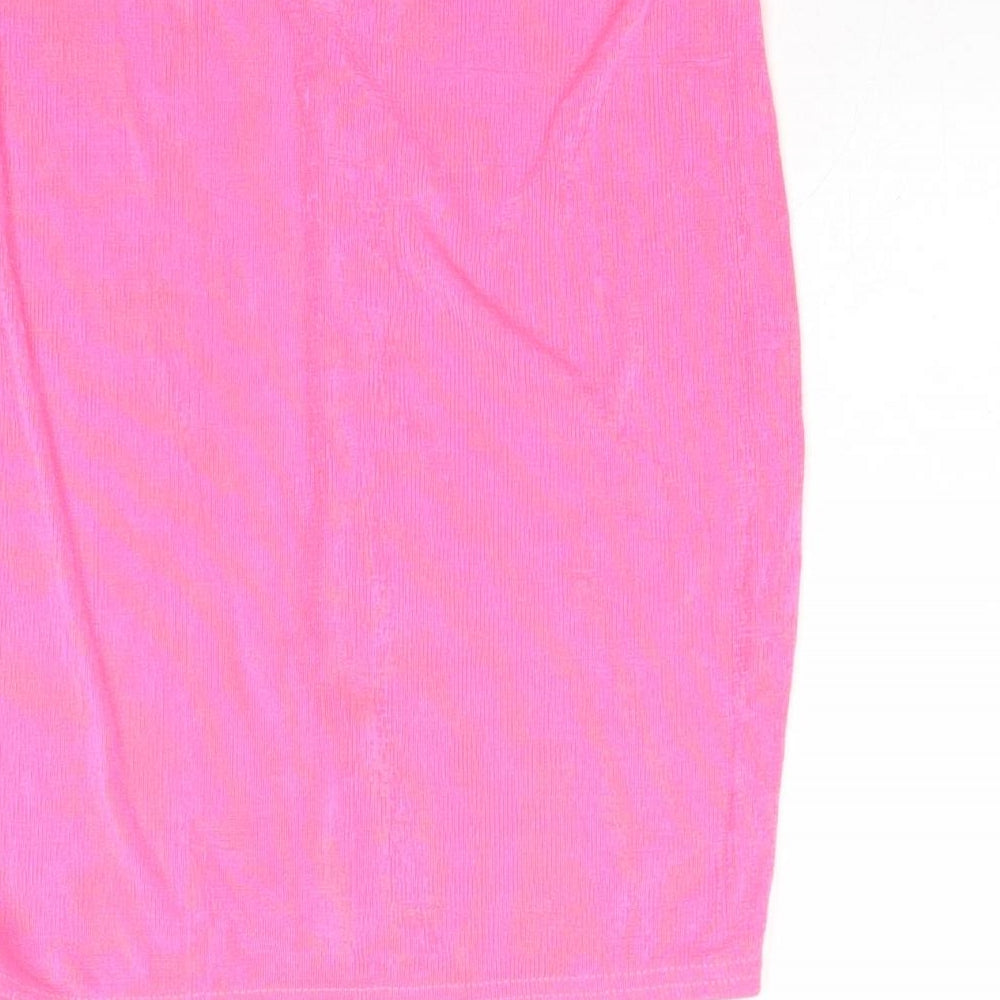 Boohoo Womens Pink Polyester Straight & Pencil Skirt Size 10