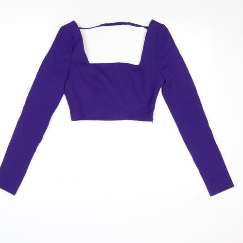 Zara Womens Purple Polyester Cropped Tank Size XS Square Neck