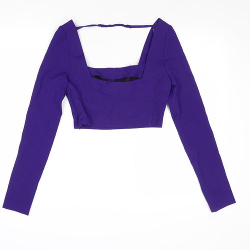 Zara Womens Purple Polyester Cropped Tank Size XS Square Neck