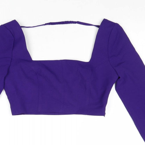 Zara Womens Purple Polyester Cropped Tank Size XS Square Neck