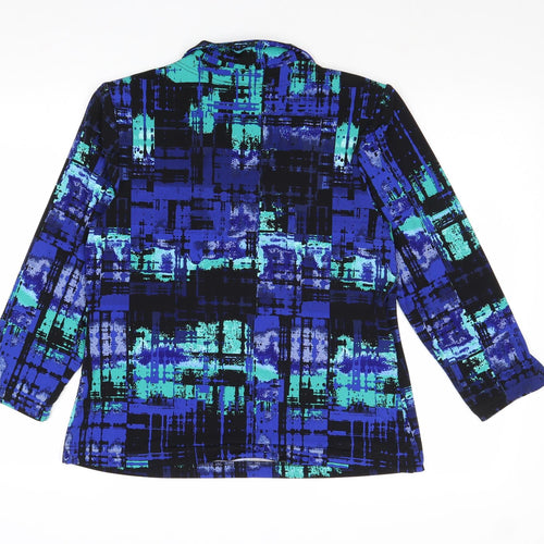 Georgedé Womens Blue Geometric Polyester Basic Blouse Size 18 Collared
