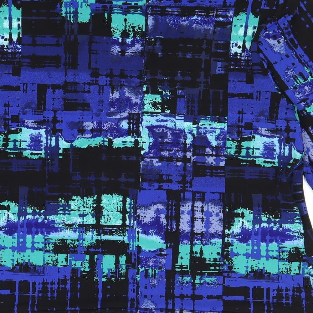 Georgedé Womens Blue Geometric Polyester Basic Blouse Size 18 Collared