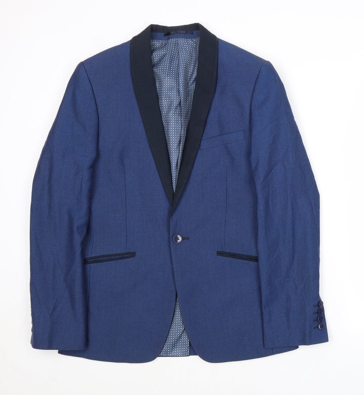 Limehaus Mens Blue Polyester Jacket Suit Jacket Size 36 Regular