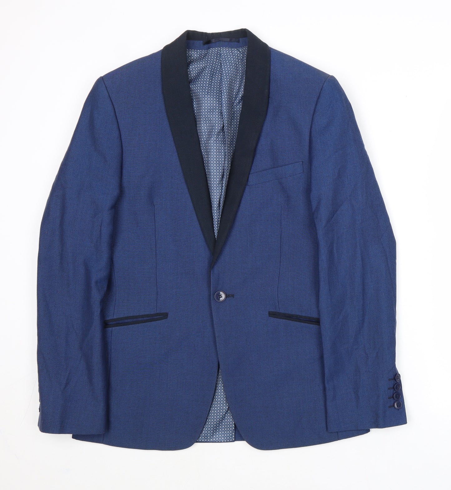 Limehaus Mens Blue Polyester Jacket Suit Jacket Size 36 Regular
