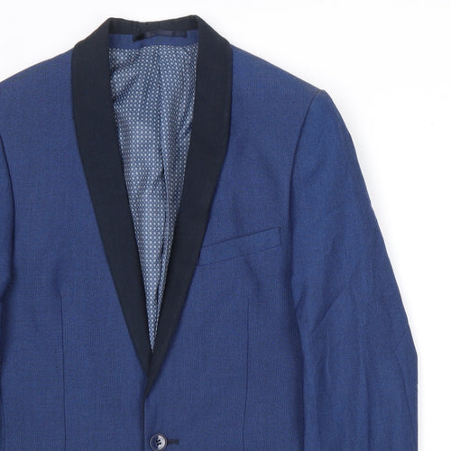 Limehaus Mens Blue Polyester Jacket Suit Jacket Size 36 Regular
