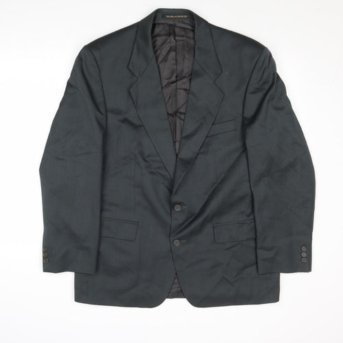 Marks and Mens Grey Polyester Jacket Suit Jacket Size 42 Regular