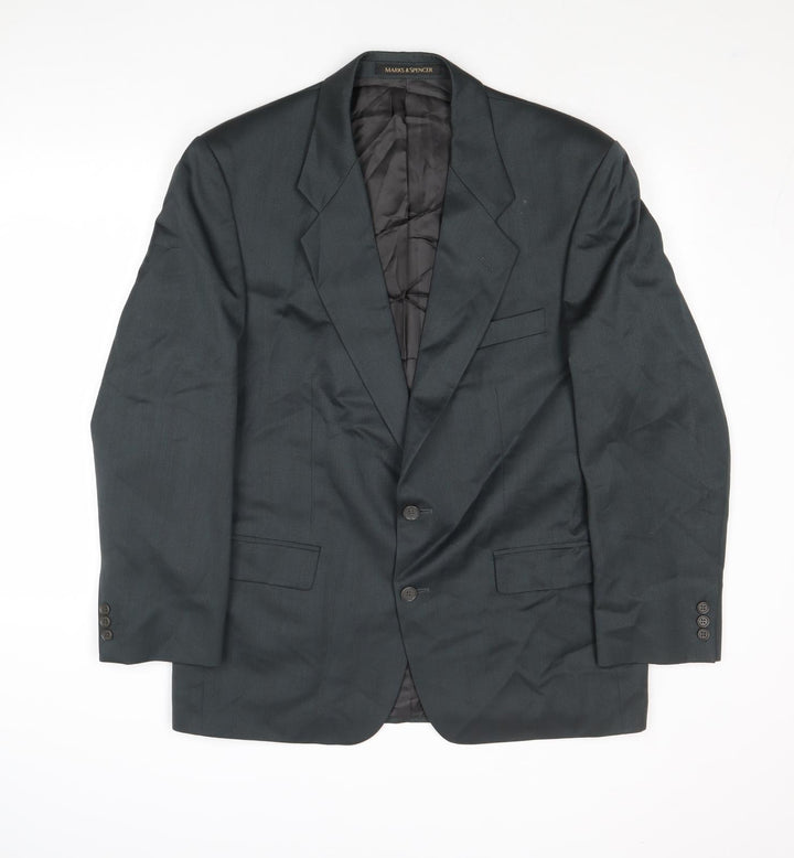 Marks and Mens Grey Polyester Jacket Suit Jacket Size 42 Regular