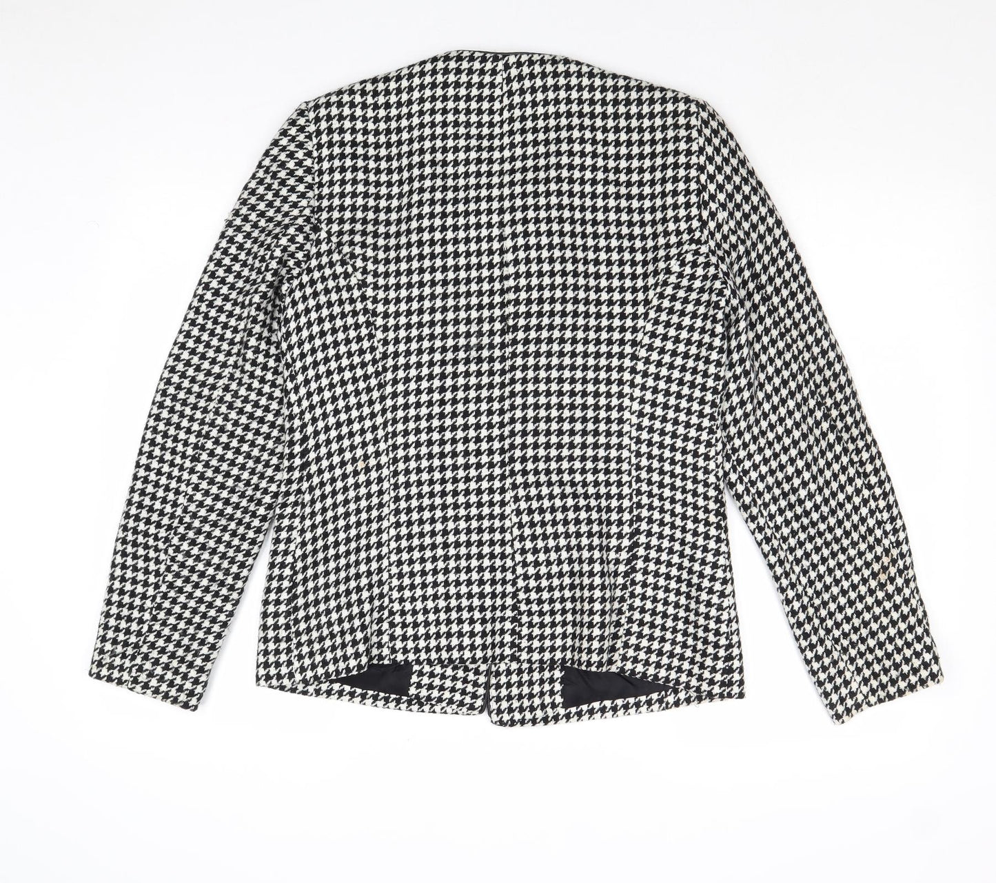 C.M.D Womens Black Geometric Jacket Blazer Size 12 Button