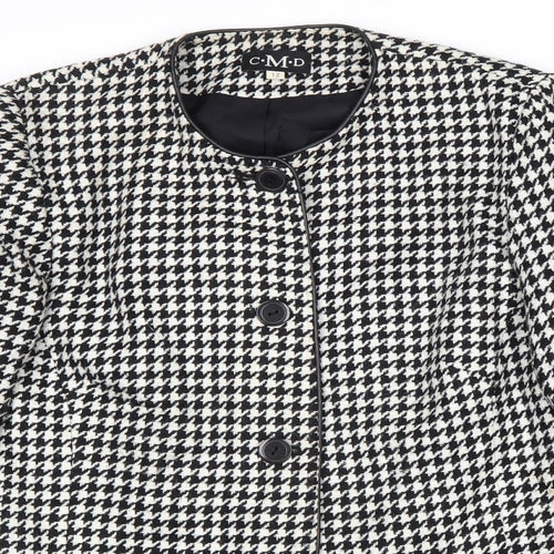 C.M.D Womens Black Geometric Jacket Blazer Size 12 Button