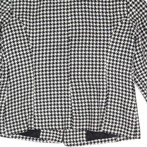 C.M.D Womens Black Geometric Jacket Blazer Size 12 Button