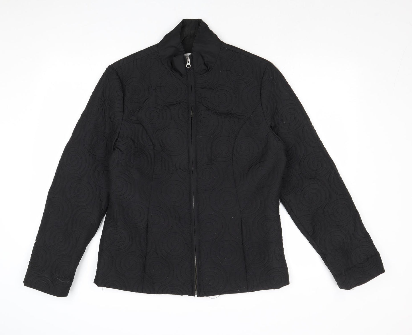 Elizabeth Emanuel Womens Black Geometric Jacket Size 16 Zip