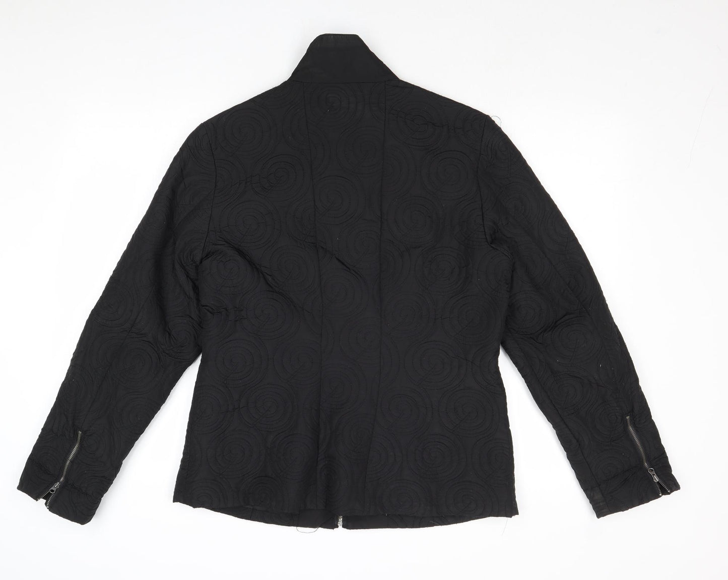 Elizabeth Emanuel Womens Black Geometric Jacket Size 16 Zip
