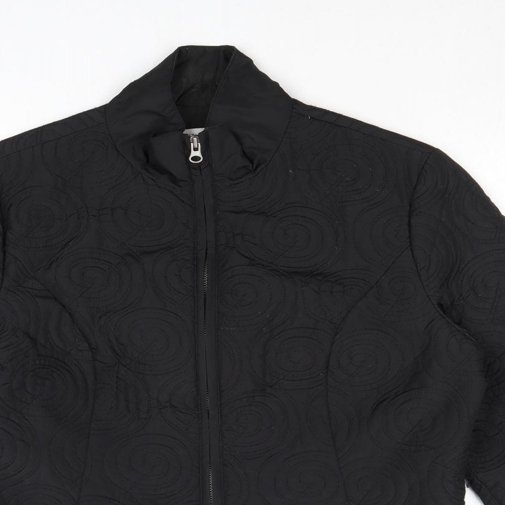 Elizabeth Emanuel Womens Black Geometric Jacket Size 16 Zip