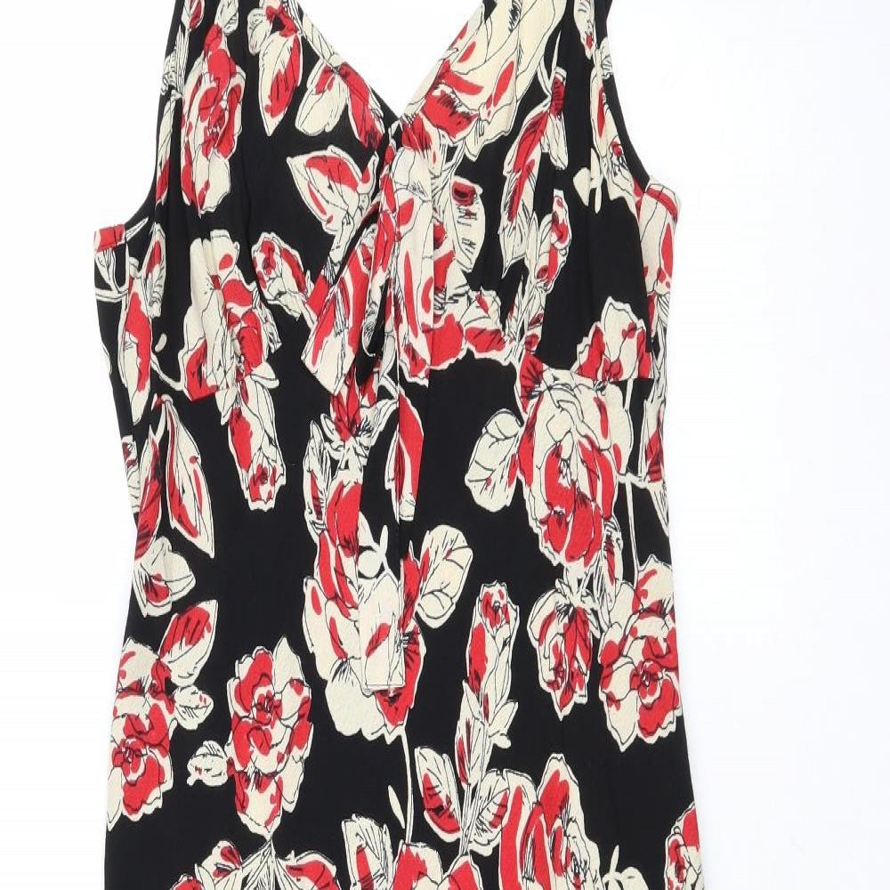 Marks and Spencer Womens Multicoloured Floral Viscose Slip Dress Size 14 V-Neck Pullover
