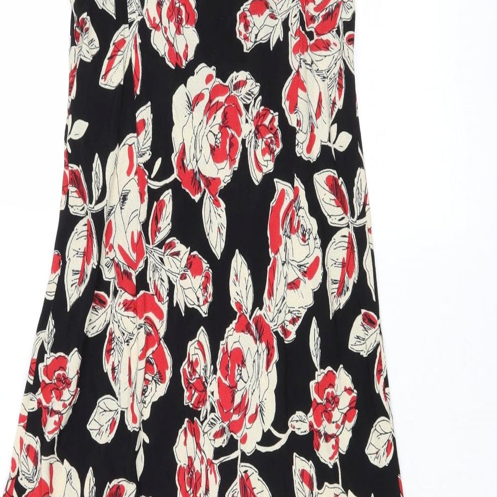 Marks and Spencer Womens Multicoloured Floral Viscose Slip Dress Size 14 V-Neck Pullover
