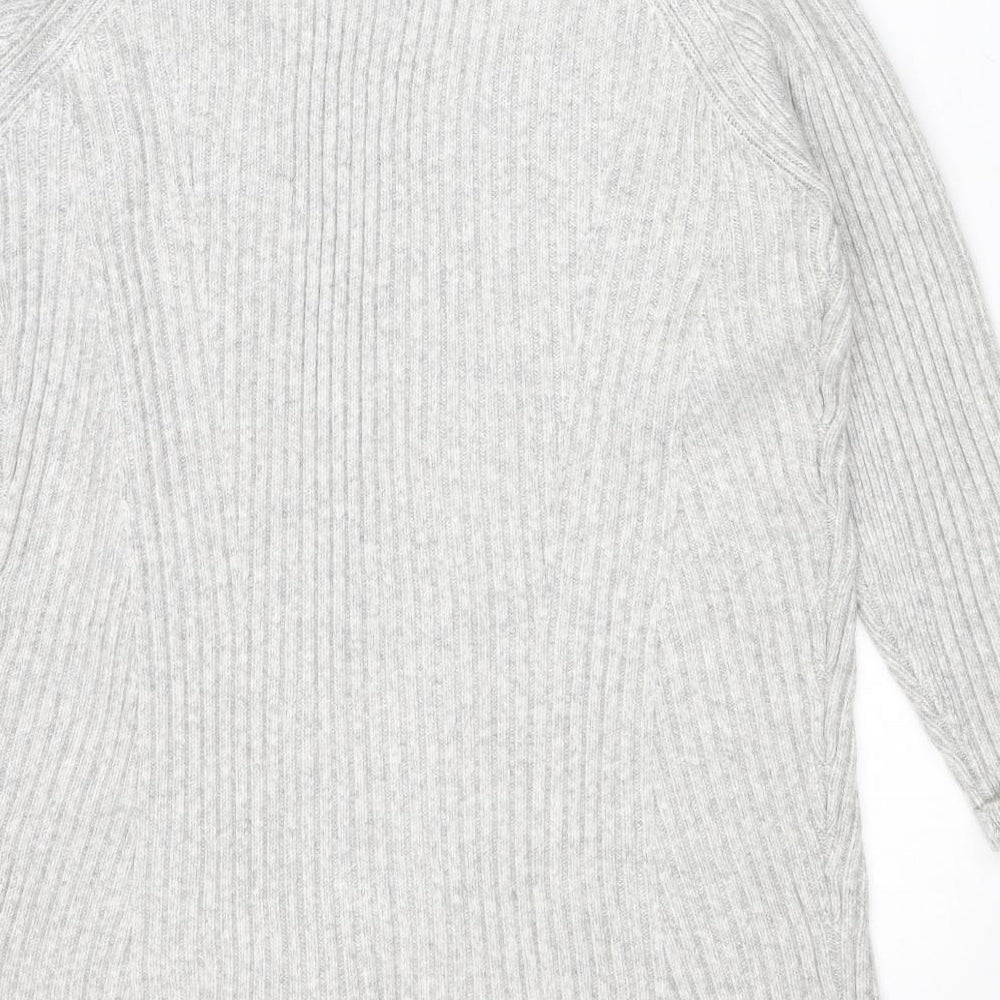 Marks and Spencer Womens Grey V-Neck Polyester Cardigan Jumper Size L