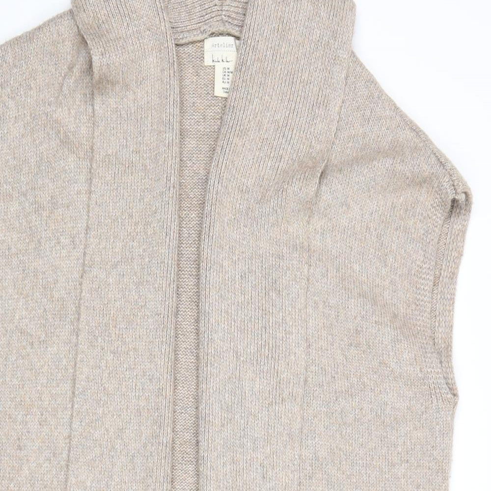 Nicole Miller Womens Beige V-Neck Viscose Cardigan Jumper Size M