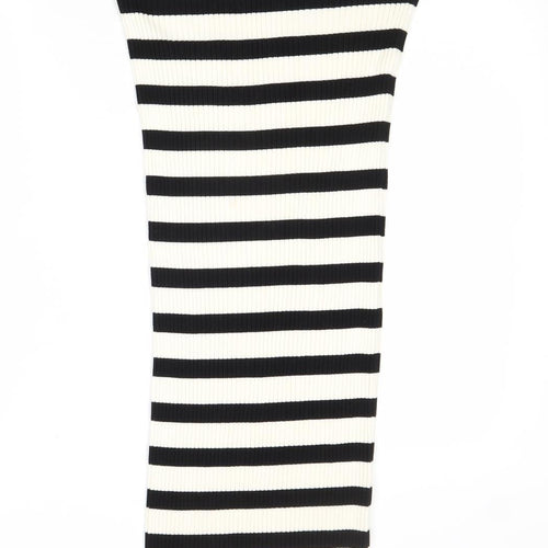 H&M Womens Black Striped Viscose Bandage Skirt Size M