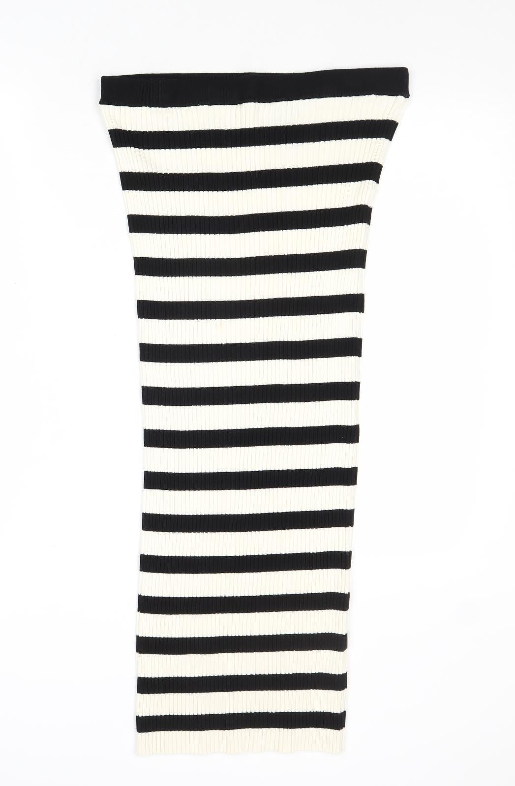 H&M Womens Black Striped Viscose Bandage Skirt Size M