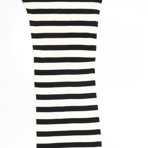 H&M Womens Black Striped Viscose Bandage Skirt Size M