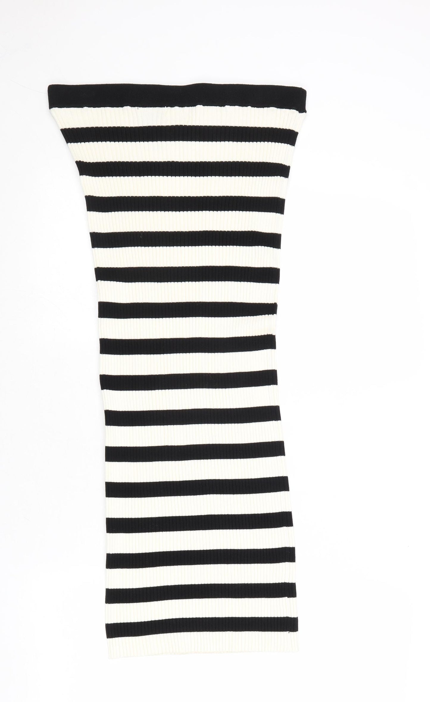 H&M Womens Black Striped Viscose Bandage Skirt Size M