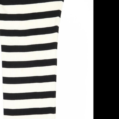 H&M Womens Black Striped Viscose Bandage Skirt Size M