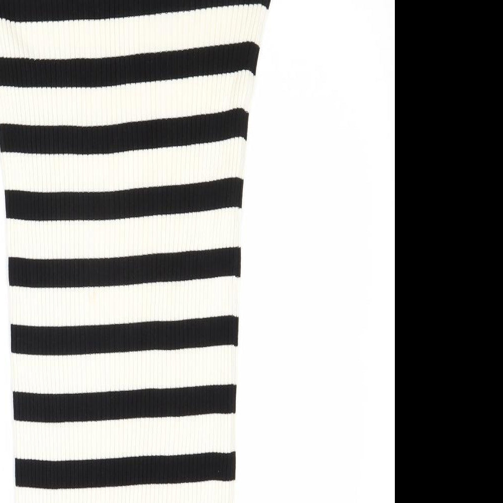 H&M Womens Black Striped Viscose Bandage Skirt Size M