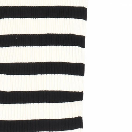 H&M Womens Black Striped Viscose Bandage Skirt Size M