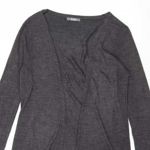 South Womens Grey V-Neck Acrylic Cardigan Jumper Size 8