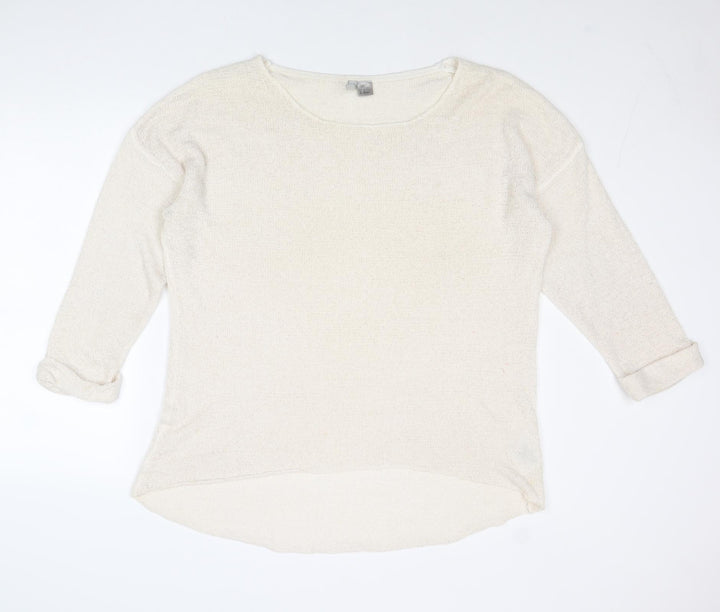 Divided by H&M Womens Ivory Round Neck Acrylic Pullover Jumper Size M