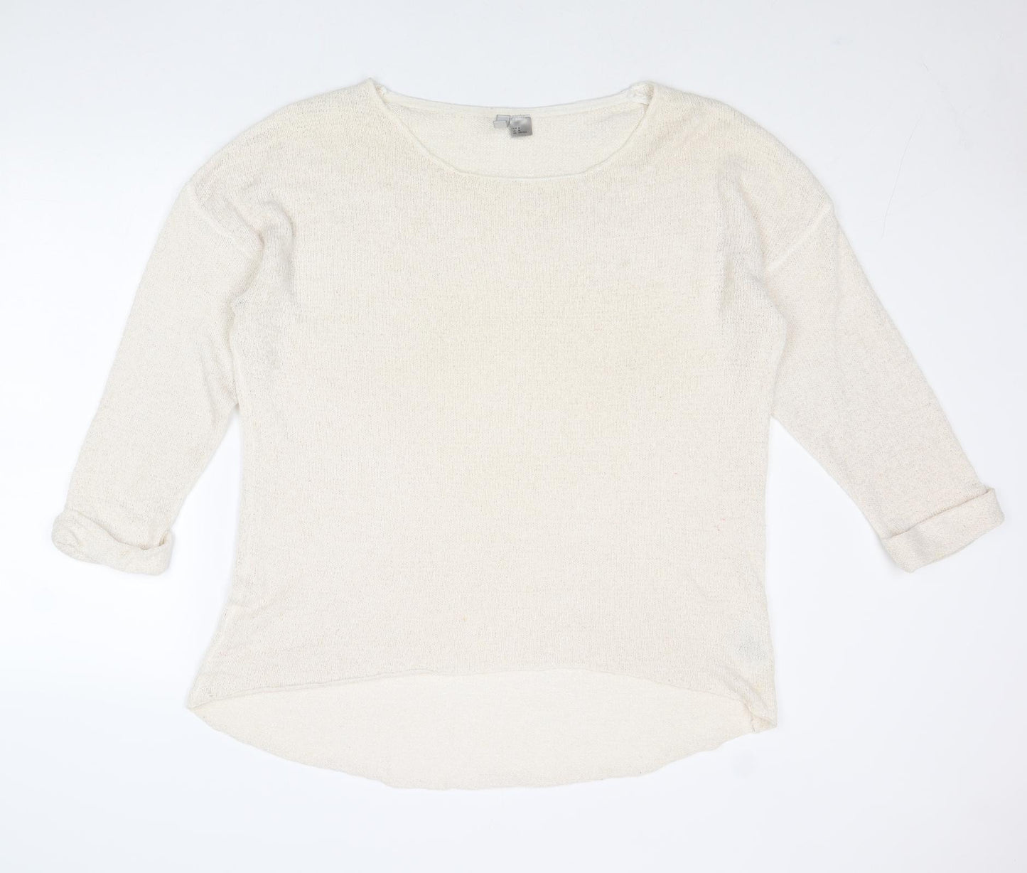 Divided by H&M Womens Ivory Round Neck Acrylic Pullover Jumper Size M