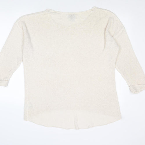 Divided by H&M Womens Ivory Round Neck Acrylic Pullover Jumper Size M